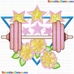 Barbell 6 Embroidery Design