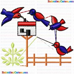 Bird Houses 2 Embroidery Design