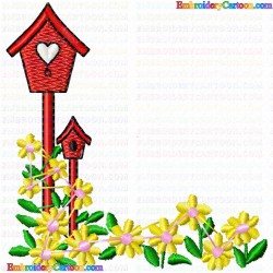 Bird Houses 77 Embroidery Design