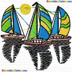 Boats 123 Embroidery Design