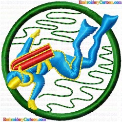 Diving 7 Embroidery Design