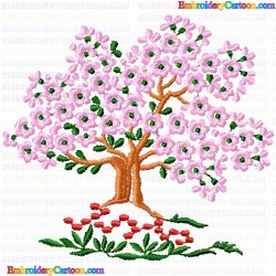 Flowers and Tree 1060 Embroidery Design