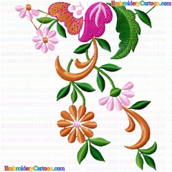 Flowers and Tree 1309 Embroidery Design