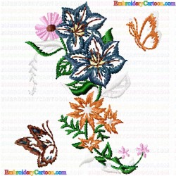 Flowers and Tree 1425 Embroidery Design