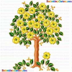 Flowers and Tree 2840 Embroidery Design