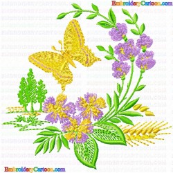 Flowers and Tree 3390 Embroidery Design