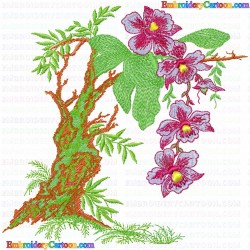 Flowers and Tree 3591 Embroidery Design