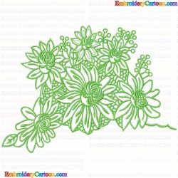 Flowers and Tree 566 Embroidery Design