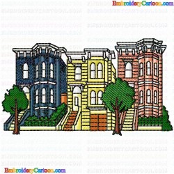 Houses Bulding 16 Embroidery Design