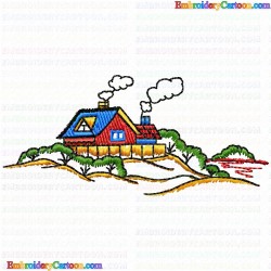 Houses Bulding 51 Embroidery Design