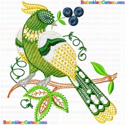 Jacobean Bird 4 Embroidery Design