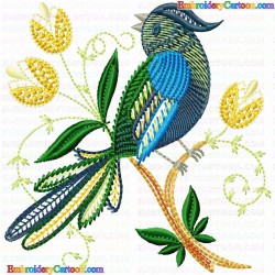 Jacobean Bird 5 Embroidery Design