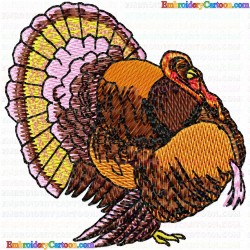 Wild Turkey Bird 8 Embroidery Design